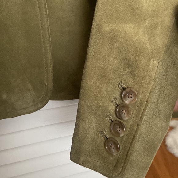 Ann Taylor new no tags suede jacket in celery green sz 14 - Picture 5 of 7